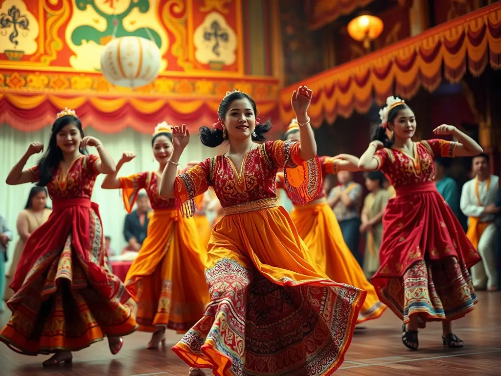 A dynamic image capturing a live cultural performance, featuring dancers in traditional attire, highlighting REVTAVI's commitment to showcasing diverse artistic expressions.
